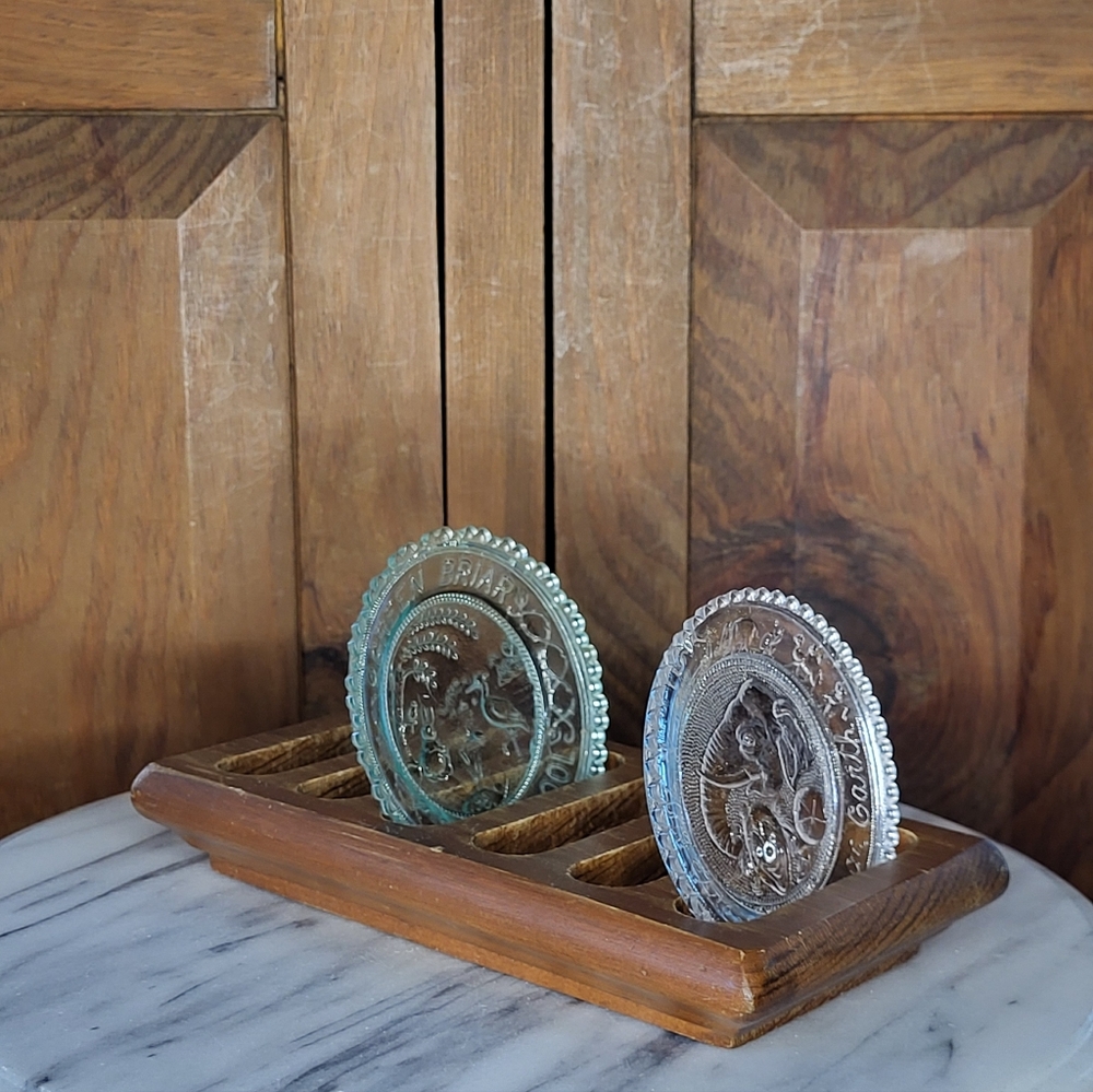 Vintage Glass Sun Catchers with Wooden Holder - Picture 4 of 11